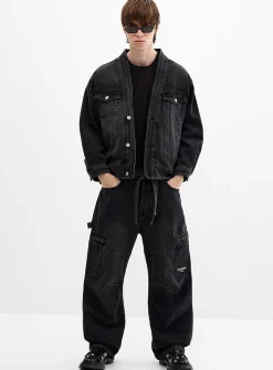 Black wash utility jean