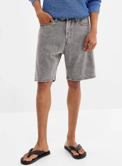 Bleached grey denim Bermudas
