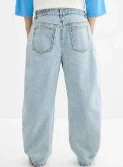 Blue acid-wash loose jean