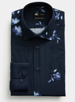 Blue floral silhouette shirt