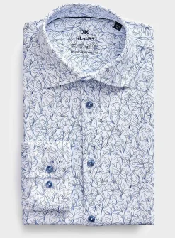 Blue foliage stretch shirt