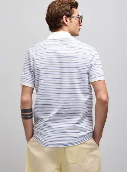 Blue stripe piqué polo