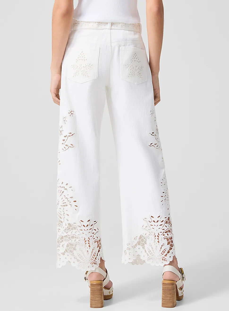 Boho Beauty wide-leg broderie anglaise pants