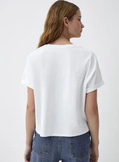 Boxy cuffed-sleeve T-shirt