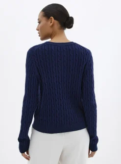 Boxy-fit cable-knit pure cotton cardigan