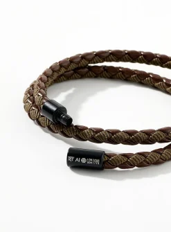 Braided leather double bracelet