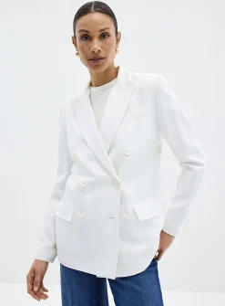 Bright white double-breasted blazer