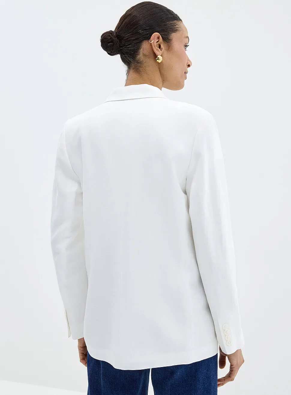 Bright white double-breasted blazer