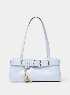 Brocle misty blue leather shoulder bag