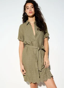 Broderie anglaise belted shirtdress