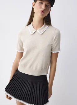 Broderie anglaise Peter Pan collar sweater