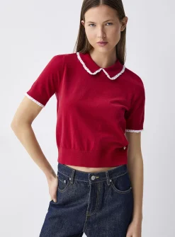 Broderie anglaise Peter Pan collar sweater