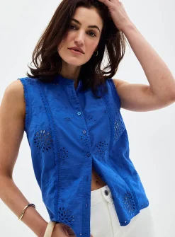 Broderie anglaise sleeveless shirt