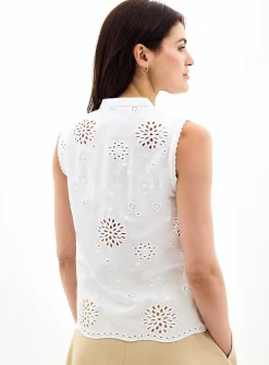 Broderie anglaise sleeveless shirt