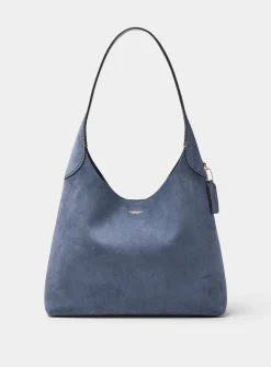 Brooklyn blue suede hobo bag