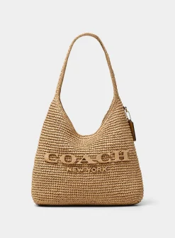 Brooklyn woven straw hobo bag