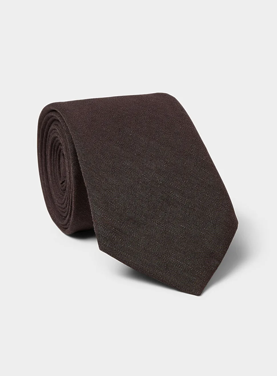 Brown linen-blend tie