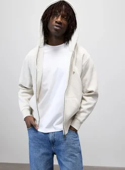 Brushed-interior zip-up hoodie