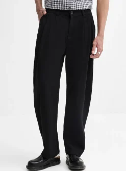 Brushed twill pleated chinos