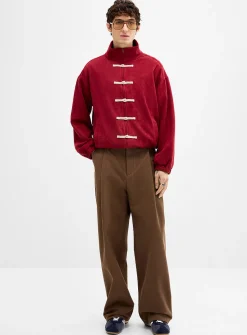 Brushed twill pleated chinos