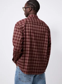 Burgundy check flannel shirt