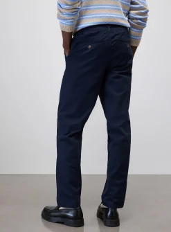 Buttoned elastic-waist chinos