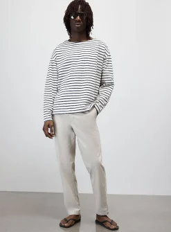 Buttoned elastic-waist chinos