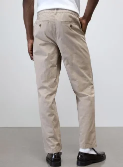 Buttoned elastic-waist chinos