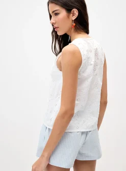 Buttoned organic cotton cami