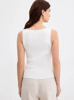 Buttons and lace ribbed cami