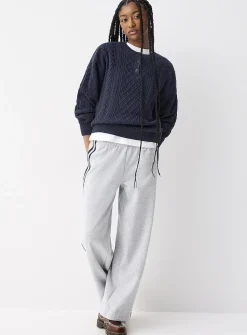 Cable-knit Henley sweater