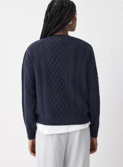 Cable-knit Henley sweater