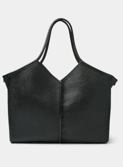 Calella black leather tote bag