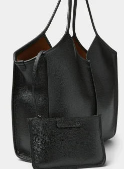 Calella black leather tote bag