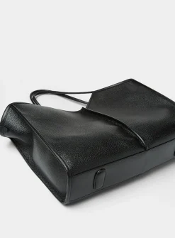 Calella black leather tote bag