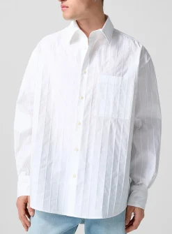 Camargue loose pleated poplin shirt