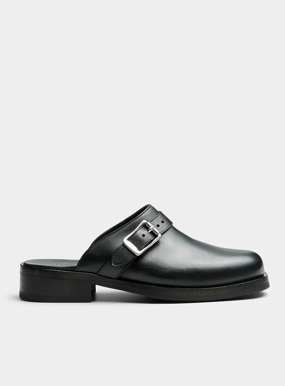 Camion black leather mule