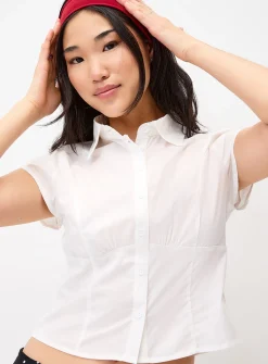 Cap-sleeve fitted shirt
