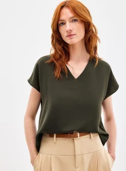Cap-sleeve flowy blouse