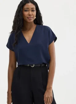 Cap-sleeve flowy blouse