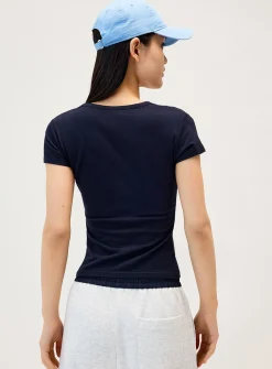 Cap-sleeve Henley T-shirt