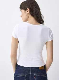 Cap-sleeve Henley T-shirt