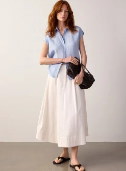 Cap-sleeve pure linen shirt