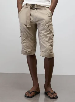 Cargo-pocket belted Bermudas