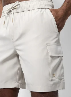 Cargo-pocket long swim trunk