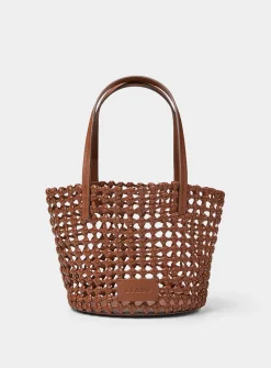 Caro small openwork woven leather bucket bag
