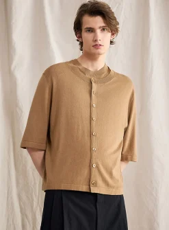 Cashmere-blend short-sleeve cardigan