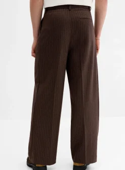 Chalk-stripe pleated wide pant