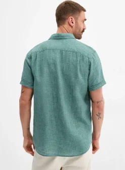 Chambray-like pure linen shirt