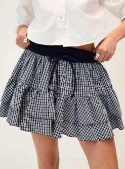 Checkered tiered miniskirt